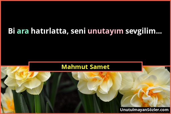 Mahmut Samet - Bi ara hatırlatta, seni unutayım sevgilim......