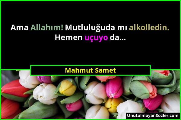 Mahmut Samet - Ama Allahım! Mutluluğuda mı alkolledin. Hemen uçuyo da......