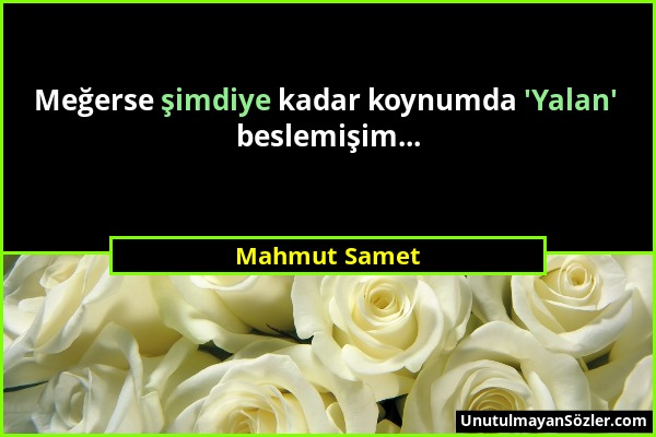 Mahmut Samet - Meğerse şimdiye kadar koynumda 'Yalan' beslemişim......