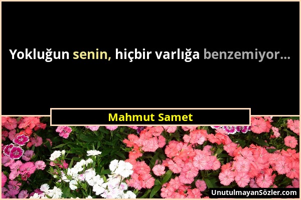 Mahmut Samet - Yokluğun senin, hiçbir varlığa benzemiyor......