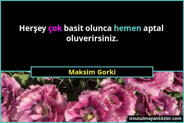 Maksim Gorki - Herşey çok basit olunca hemen aptal oluverirsiniz....