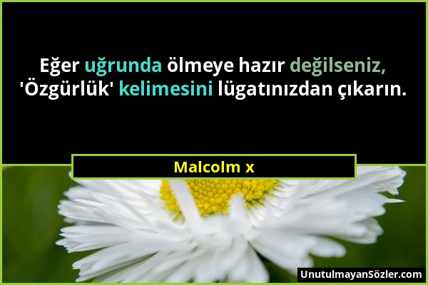 Malcolm x - Eğer uğrunda ölmeye hazır değilseniz, 'Özgürlük' kelimesini lügatınızdan çıkarın....