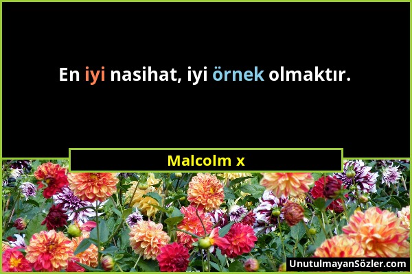 Malcolm x - En iyi nasihat, iyi örnek olmaktır....
