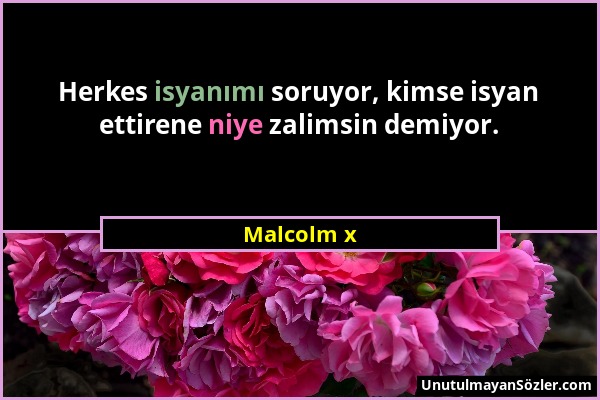 Malcolm x - Herkes isyanımı soruyor, kimse isyan ettirene niye zalimsin demiyor....