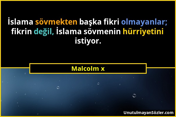 Malcolm x - İslama sövmekten başka fikri olmayanlar; fikrin değil, İslama sövmenin hürriyetini istiyor....