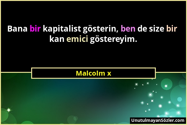 Malcolm x - Bana bir kapitalist gösterin, ben de size bir kan emici göstereyim....