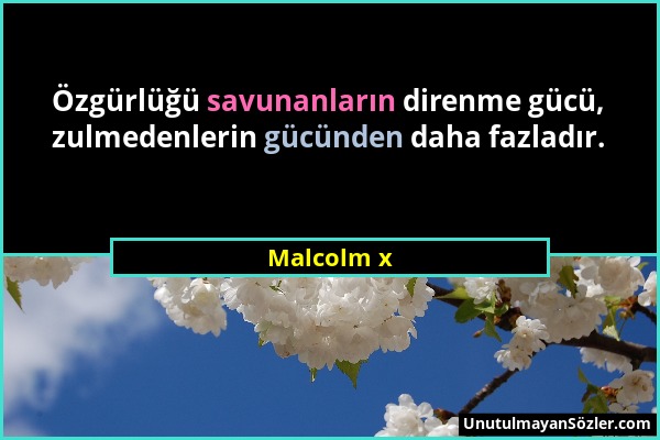 Malcolm x - Özgürlüğü savunanların direnme gücü, zulmedenlerin gücünden daha fazladır....