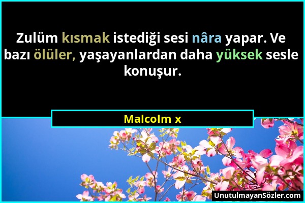 Malcolm x - Zulüm kısmak istediği sesi nâra yapar. Ve bazı ölüler, yaşayanlardan daha yüksek sesle konuşur....