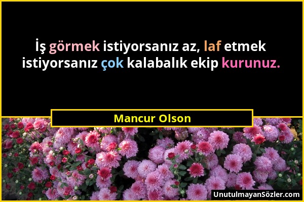 Mancur Olson - İş görmek istiyorsanız az, laf etmek istiyorsanız çok kalabalık ekip kurunuz....