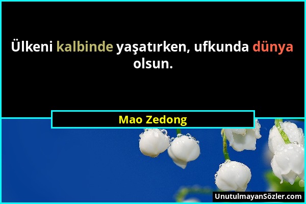 Mao Zedong - Ülkeni kalbinde yaşatırken, ufkunda dünya olsun....