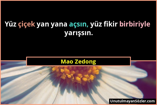 Mao Zedong - Yüz çiçek yan yana açsın, yüz fikir birbiriyle yarışsın....