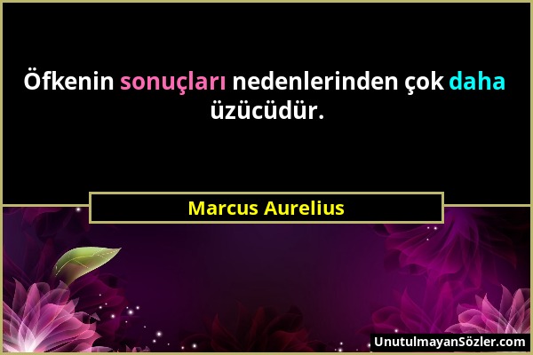 Marcus Aurelius - Öfkenin sonuçları nedenlerinden çok daha üzücüdür....