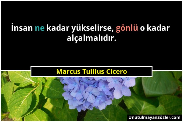 Marcus Tullius Cicero - İnsan ne kadar yükselirse, gönlü o kadar alçalmalıdır....