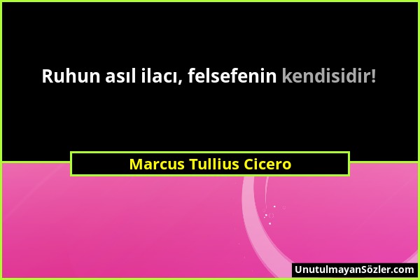 Marcus Tullius Cicero - Ruhun asıl ilacı, felsefenin kendisidir!...