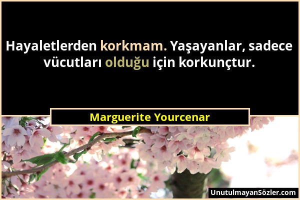 Marguerite Yourcenar - Hayaletlerden korkmam. Yaşayanlar, sadece vücutları olduğu için korkunçtur....