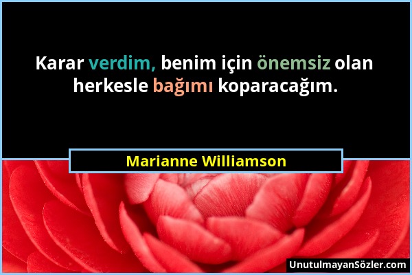 Marianne Williamson - Karar verdim, benim için önemsiz olan herkesle bağımı koparacağım....