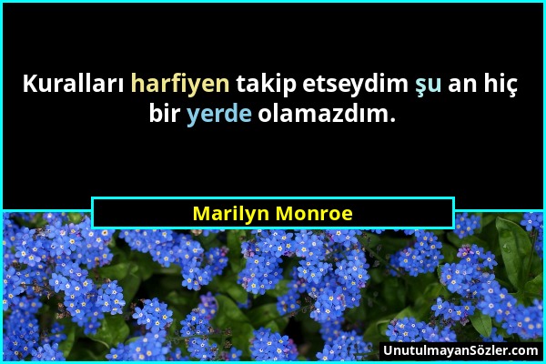 Marilyn Monroe - Kuralları harfiyen takip etseydim şu an hiç bir yerde olamazdım....