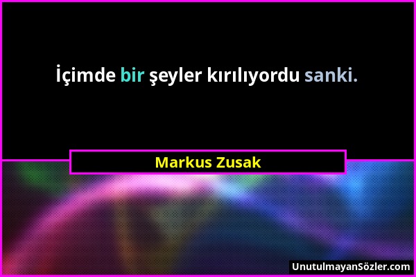 Markus Zusak - İçimde bir şeyler kırılıyordu sanki....