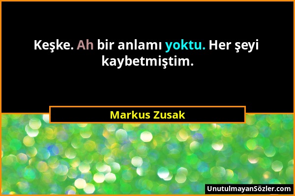 Markus Zusak - Keşke. Ah bir anlamı yoktu. Her şeyi kaybetmiştim....