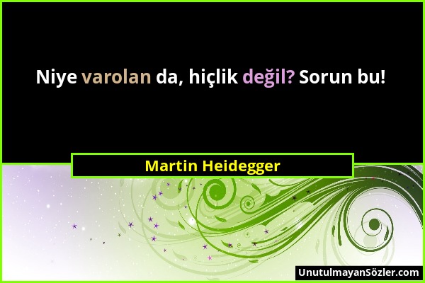 Martin Heidegger - Niye varolan da, hiçlik değil? Sorun bu!...