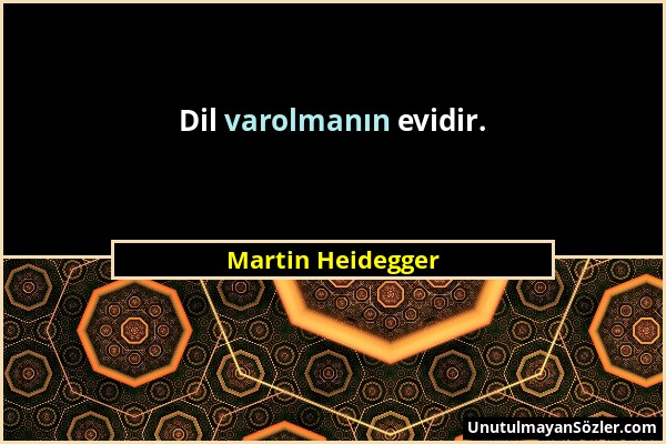Martin Heidegger - Dil varolmanın evidir....
