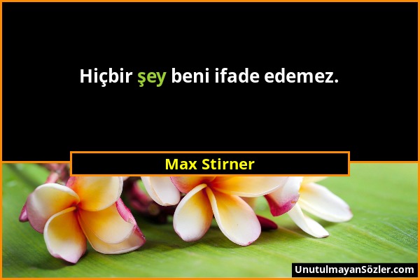 Max Stirner - Hiçbir şey beni ifade edemez....