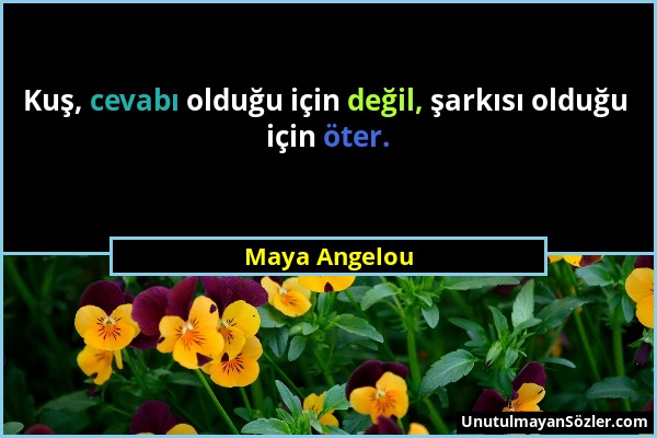 Maya Angelou - Kuş, cevabı olduğu için değil, şarkısı olduğu için öter....