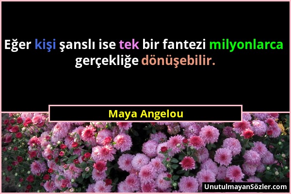 Maya Angelou - Eğer kişi şanslı ise tek bir fantezi milyonlarca gerçekliğe dönüşebilir....