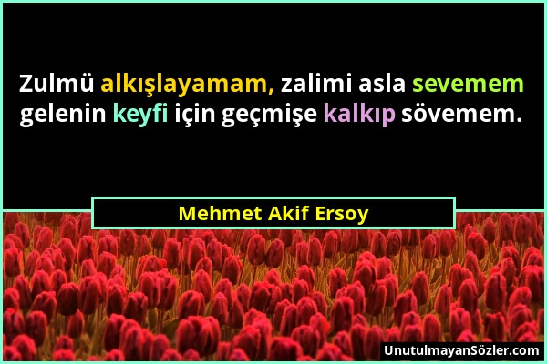 Mehmet Akif Ersoy - Zulmü alkışlayamam, zalimi asla sevemem gelenin keyfi için geçmişe kalkıp sövemem....