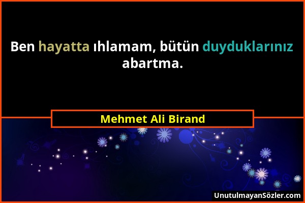 Mehmet Ali Birand - Ben hayatta ıhlamam, bütün duyduklarınız abartma....