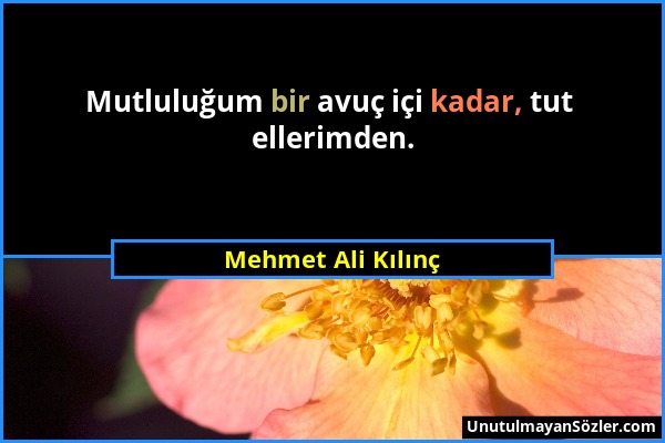 Mehmet Ali Kılınç - Mutluluğum bir avuç içi kadar, tut ellerimden....