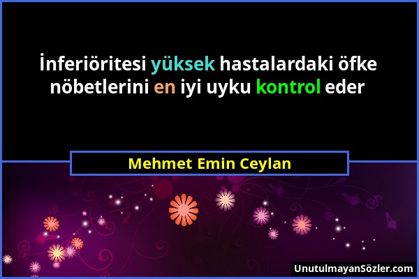 Mehmet Emin Ceylan - İnferiöritesi yüksek hastalardaki öfke nöbetlerini en iyi uyku kontrol eder...