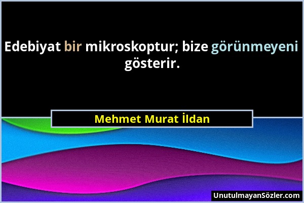 Mehmet Murat İldan - Edebiyat bir mikroskoptur; bize görünmeyeni gösterir....