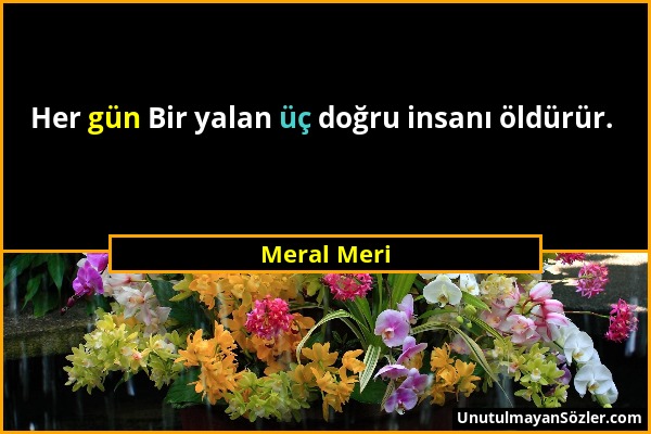 Meral Meri - Her gün Bir yalan üç doğru insanı öldürür....