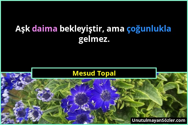 Mesud Topal - Aşk daima bekleyiştir, ama çoğunlukla gelmez....