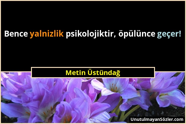 Metin Üstündağ - Bence yalnizlik psikolojiktir, öpülünce geçer!...