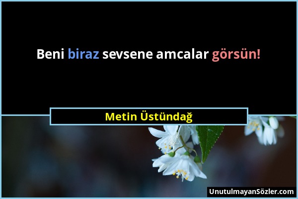 Metin Üstündağ - Beni biraz sevsene amcalar görsün!...