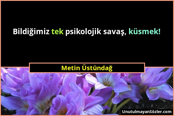 Metin Üstündağ - Bildiğimiz tek psikolojik savaş, küsmek!...