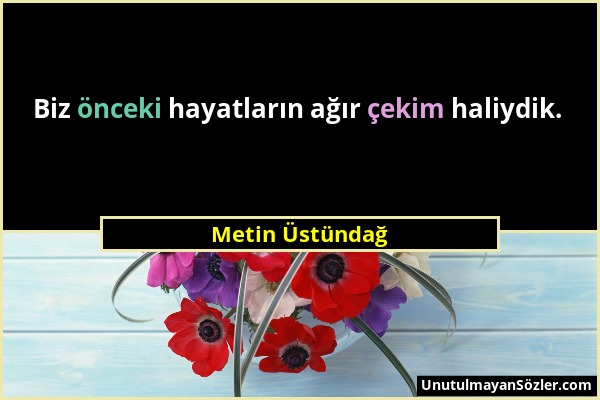 Metin Üstündağ - Biz önceki hayatların ağır çekim haliydik....