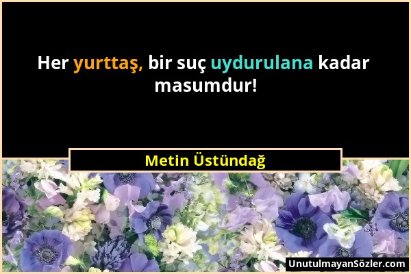 Metin Üstündağ - Her yurttaş, bir suç uydurulana kadar masumdur!...
