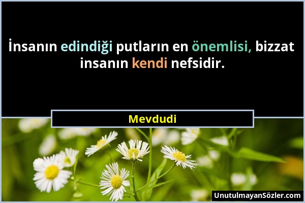 Mevdudi - İnsanın edindiği putların en önemlisi, bizzat insanın kendi nefsidir....