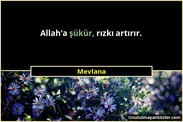 Mevlana - Allah'a şükür, rızkı artırır....