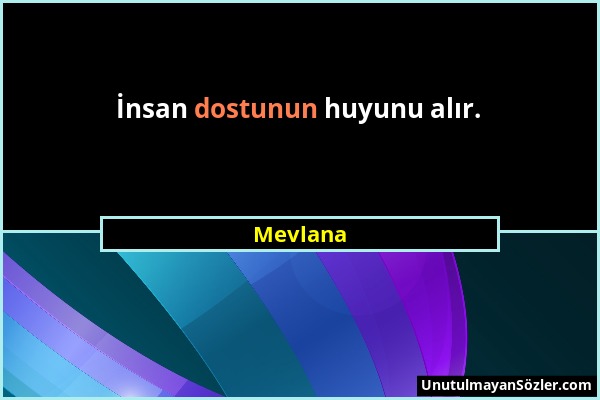 Mevlana - İnsan dostunun huyunu alır....
