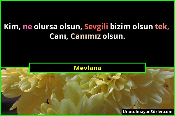 Mevlana - Kim, ne olursa olsun, Sevgili bizim olsun tek, Canı, Canımız olsun....