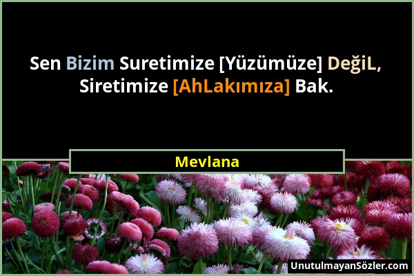 Mevlana - Sen Bizim Suretimize [Yüzümüze] DeğiL, Siretimize [AhLakımıza] Bak....