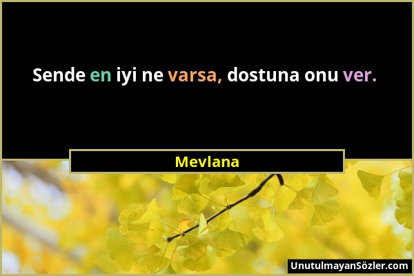 Mevlana - Sende en iyi ne varsa, dostuna onu ver....