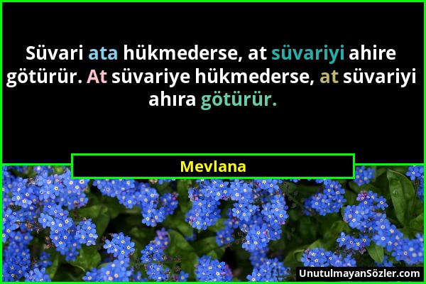 Mevlana - Süvari ata hükmederse, at süvariyi ahire götürür. At süvariye hükmederse, at süvariyi ahıra götürür....