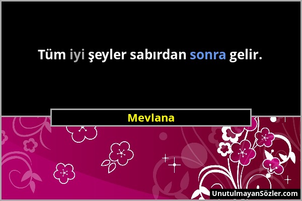 Mevlana - Tüm iyi şeyler sabırdan sonra gelir....