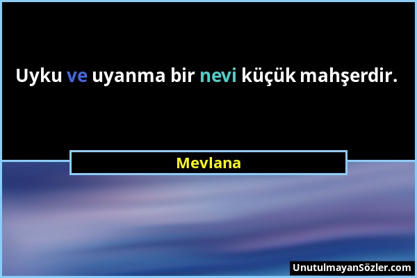 Mevlana - Uyku ve uyanma bir nevi küçük mahşerdir....