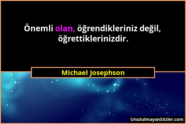 Michael Josephson - Önemli olan, öğrendikleriniz değil, öğrettiklerinizdir....